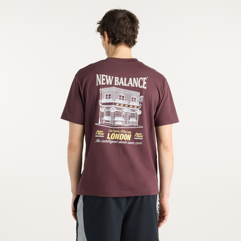 Férfi póló New Balance Grab a Bite London T-Shirt – bordó