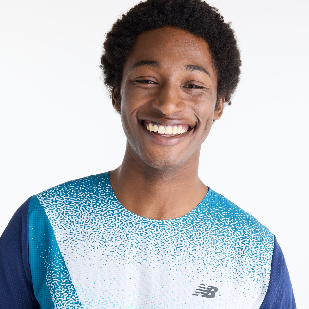 Férfi futópóló New Balance Race Day – kék