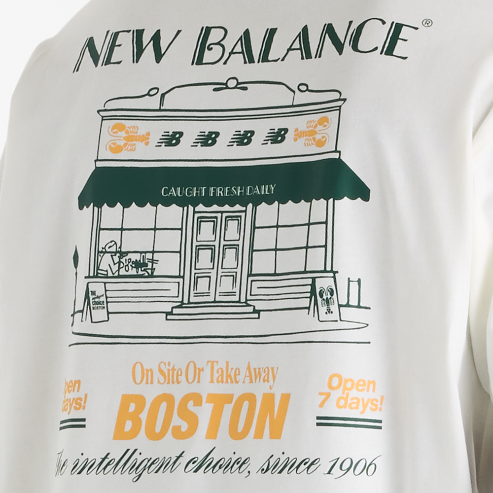 Férfi póló New Balance Grab a Bite Boston – fehér