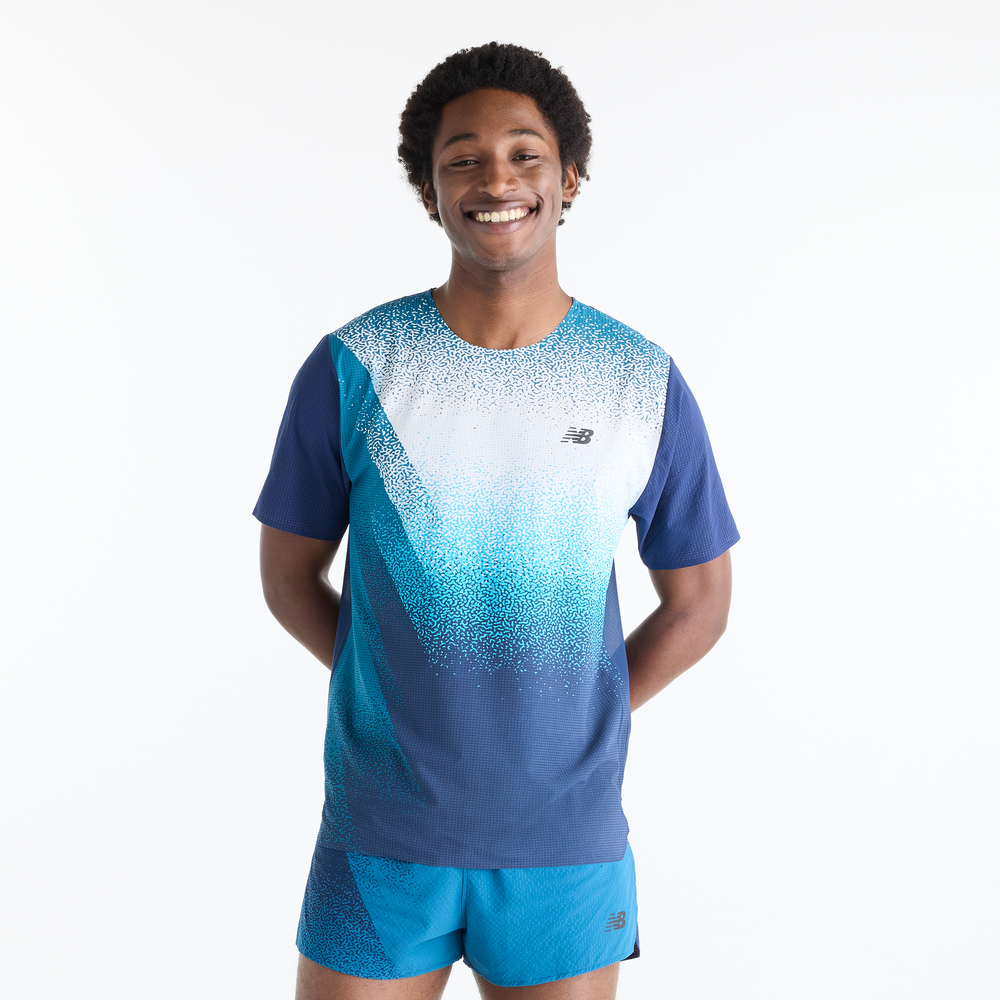 Férfi futópóló New Balance MT61Q7IDATD – kék