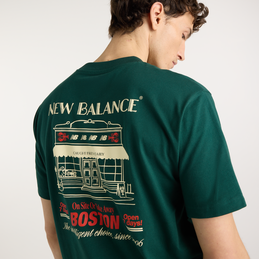 Férfi póló New Balance Grab a Bite Boston – zöld