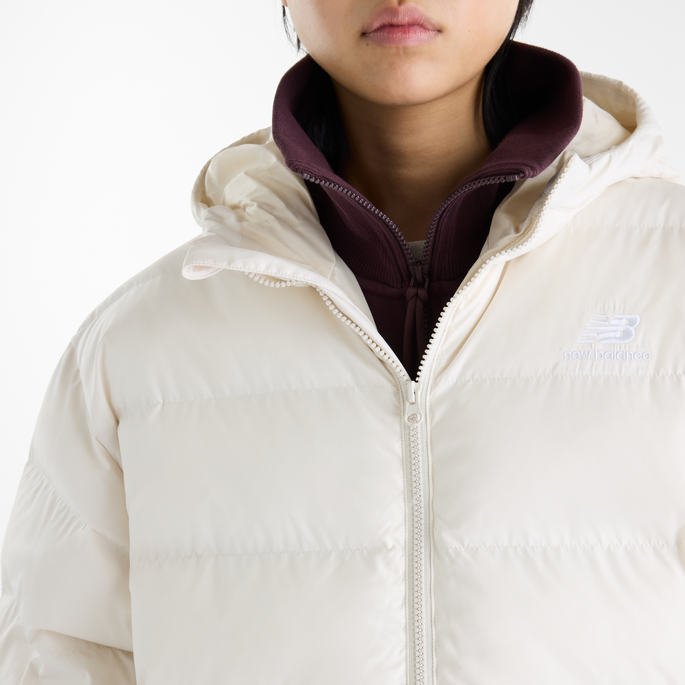 Női kabát New Balance Boston Long Puffer – bézs