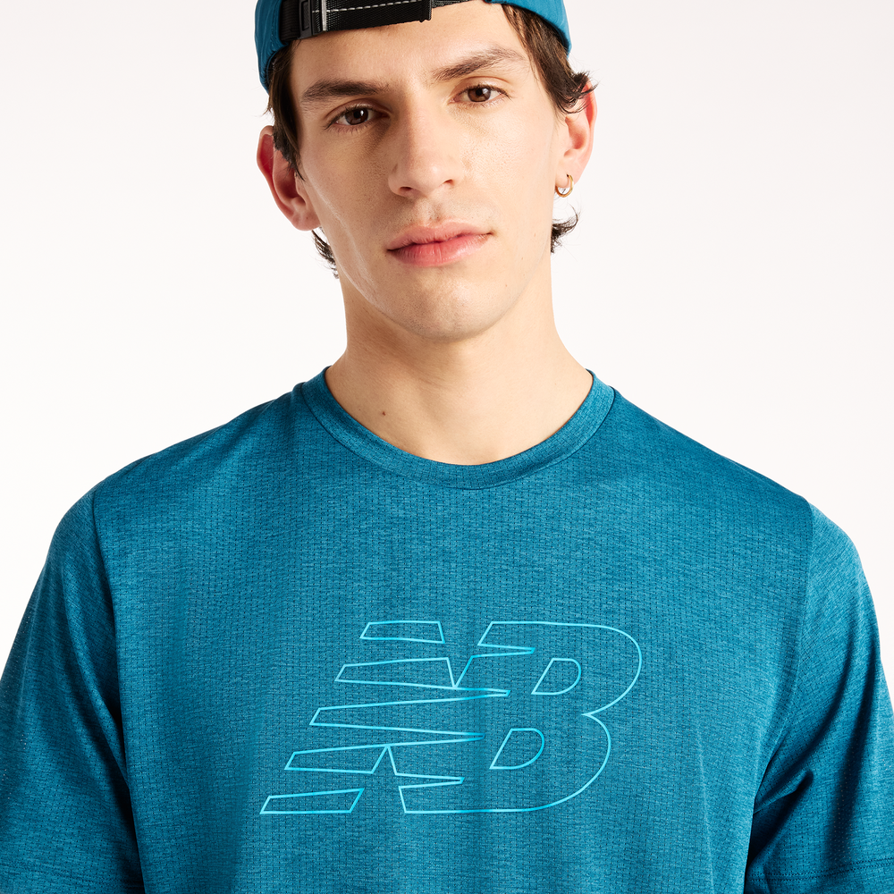 Férfi futópóló New Balance RC Essential Graphic – kék