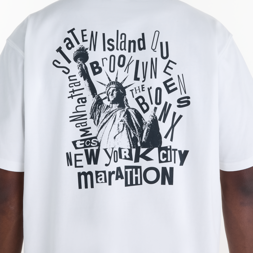 Férfi futópóló New Balance NYC Marathon Graphic – fehér