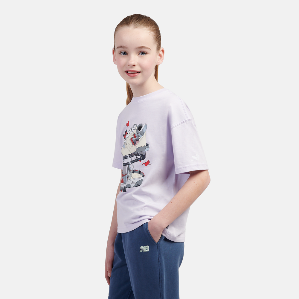Gyerek póló New Balance LAKG0117RIG – lila