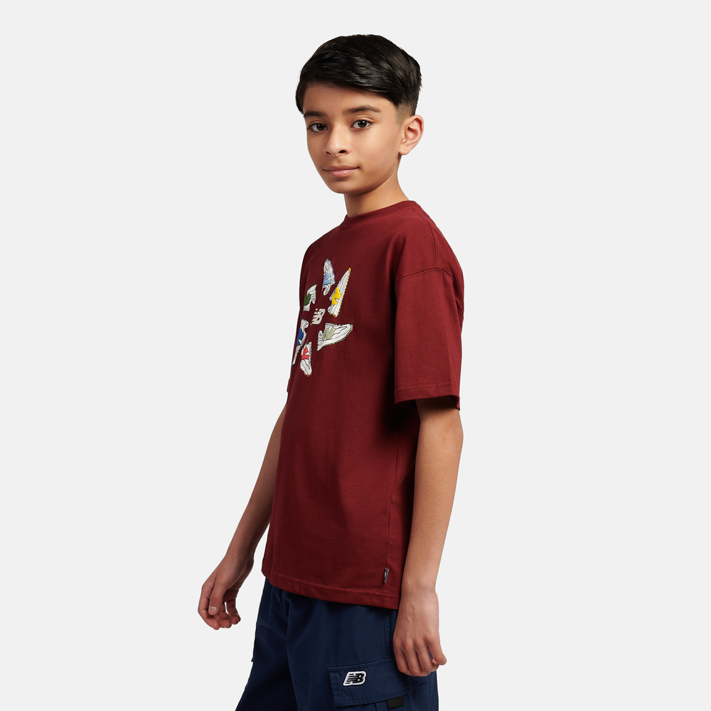 Gyerek póló New Balance LAKB0340MHB – bordó