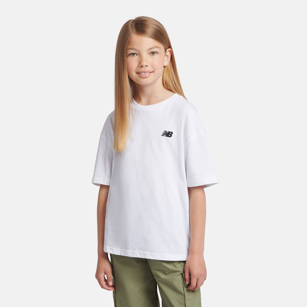 Gyerek póló New Balance LAKG0001BWE – fehér