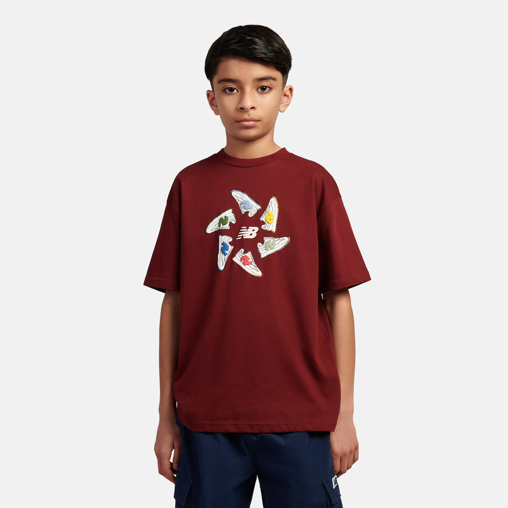 Gyerek póló New Balance LAKB0340MHB – bordó