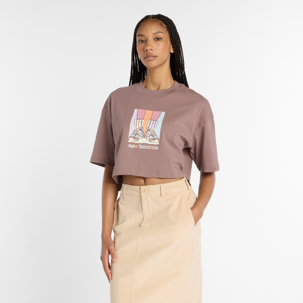 Női póló New Balance WT53904EAS – barna